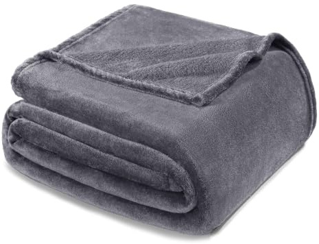 Exclusivo Mezcla fleecefilt king size för säng, supermjuk och varm, användning för alla årstider, mysig, plysch, lätt, 230 x 265 cm, mörkgrå