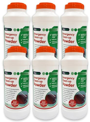 Hygiene4less Clean Up Super Absorbent Powder Absorbs All Kinds Of Non-Oil Based Liquid Spillages x 6