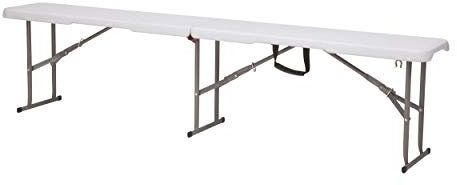 Chiner - Mehrzweck-Klappbank, 183 cm, Polypropylen, hoher Dichte, Stahl, einfacher Transport und Aufbewahrung, ideal für Buffets, Partys, Bankette