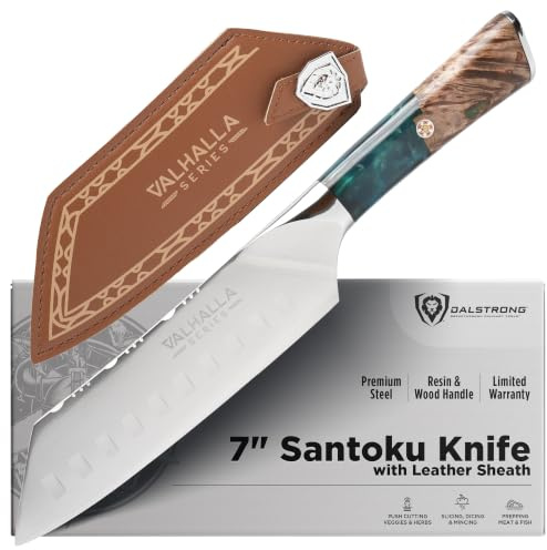 Dalstrong Santoku Knife - 7 inch - Valhalla Series - 9CR18MOV High Carbon Steel - Vegetable Knife - Celestial Resin & Wood Handle - Asian Cooking Knife - Premium Kitchen Knife Gift- w/Leather Sheath