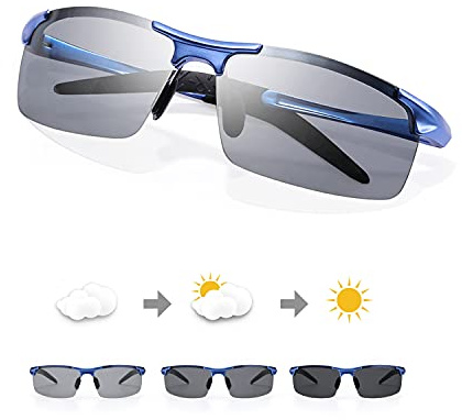 TJUTR Selbsttönende polarisierte Herren Sonnenbrille mit UV-Schutz, Photochromatisch Sportbrille Ideal für Fahrrad, Autofahren & Outdoor.