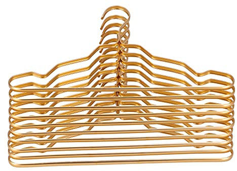 Tissting 10 Stück Gold Aluminium Kleiderbügel, 41 cm verschleißfester Kleiderbügel mit Kerben, glatt, Keine Spur für Mäntel, Hosen und Hemden