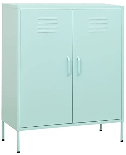 vidaXL Armario de Almacenamiento Aparador Librería Alacena Estantería Organizador Muebles Hogar Estable Acero Verde Mint 80x35x101,5 cm