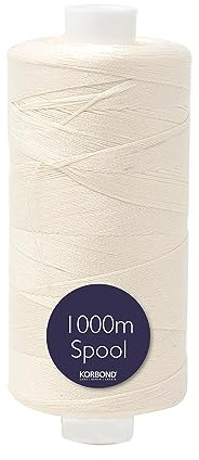 Korbond Fil à coudre en polyester 1000 m – Fil à coudre à la main et à la machine (crème)