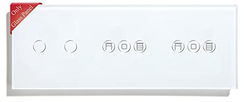 BSEED WiFi Interruptor Persiana Doble Inteligente - Panel de Cristal Táctil para 2 Gang - Blanco 228mm