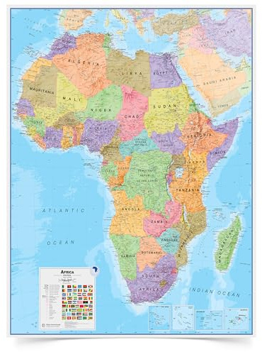 Große Afrika Wandkarte politisch (laminiert)