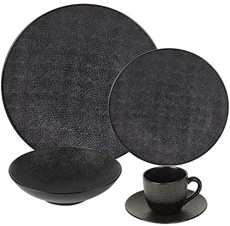 Table Passion - Service d'assiettes et ses tasses à thé avec soucoupe Vésuvio noir