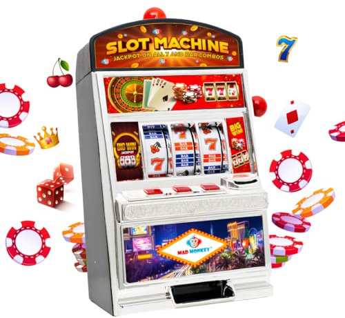Mad Monkey XL – Slot Machine with Money Box (Including Light and Sound), Black
