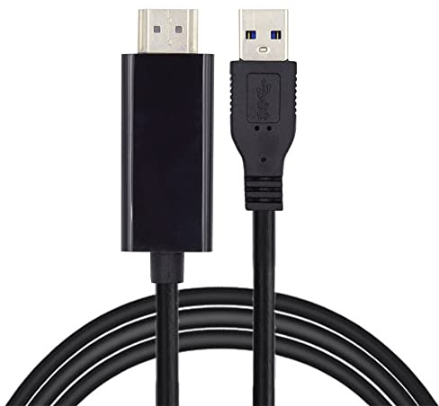 NFHK USB-3.0-Stecker auf HDMI-Stecker, USB-3.0-Quelle, HDMI-Konverter für Desktop-Laptop, PC-Adapter, 1,8 m, 1080P, Projektor-Video-Monitorkabel