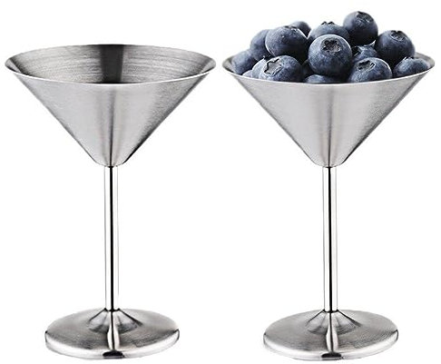 Wudaizhi Tazas De Cócteles De Acero Inoxidable 2 Piezas De Martini Brillantes Copa De Martini 200ml Cizallas De Metal para Bares De Restaurantes Accesorios para La Mesa del Restaurante