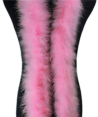 Haiaxx 2 Mètres de Plumes de Marabout Boa pour Sapin de Noël, Ruban de Dinde, Robe de Mariée, Châle, Bricolage et Artisanat - Rose