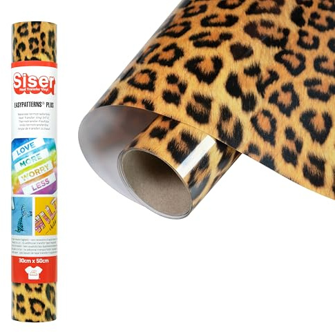 Siser Easypatterns PLUS Wild Leopard, 30cm x 0,5m, Thermotransfer Vinyl zur Personalisierung von Kleidung, Accessoires und Textilmöbel, Material für Bastelartikel, geeignet für Kinderkleidung