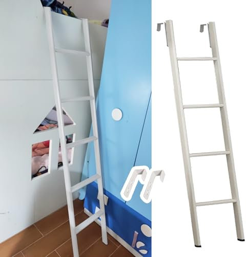 Hochbett Leiter Weiße Verstellbare Doppelstockbettleiter, Schulheimzimmer-Stufenaufstiegsleiter, Schneidbare Wohnmobil-Etagenleiter, 116/130/140/150/160 cm Lang (Size : 130cm/50)