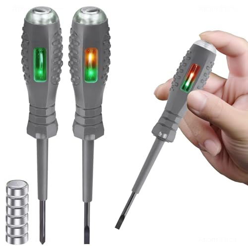 Tomorotec Lot de 2 tournevis testeur de tension – Multifonctionnel, embouts magnétiques pour une meilleure efficacité, design à double usage avec affichage néon pour détection de circuit AC/DC, prise