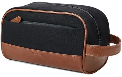 Vorspack Trousse de toilette en toile résistante à l'eau pour articles de toilette, accessoires, cadeaux pour hommes, noir, Moyen, Classique