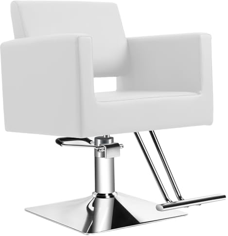 Hairdresser Barber Salon Chair,Capacity 330 Lbs - with Heavy Duty Hydraulic Pump, 360° Swivel Adjustable Spa Beauty Equipment, Hair Stylist Women Man for Barbershop,Home Hairdresser Barber (White)