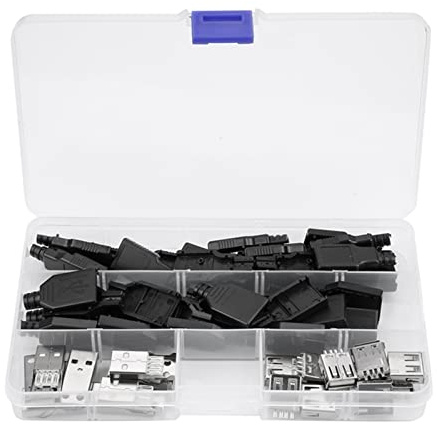 Itonash Connecteur 20Set, Connecteur USB 2.0 Type A, USB à Souder Type A Mâle, Prise USB 2.0 Type A Mâle Adaptateur de Prise à 4 Broches avec Coque en Plastique Noir