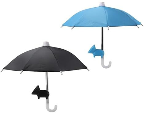 L0famy 2PCS Phone Umbrella for Sun, Universal Adjustable Mobile Phone Shade Cover with Suction Cup, Black and Blue Outdoor Phones Stand Sun Visor