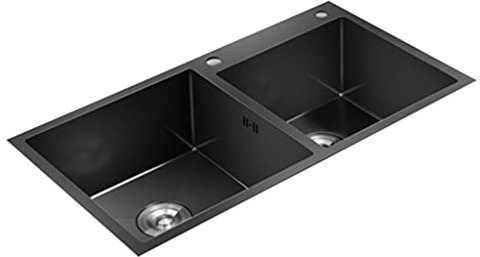Waschbecken Nano Waschbecken Doppel Waschbecken Pool Haushalt Geschirrspülbecken 304 Edelstahl Waschbecken Horizontal Waschbecken Doppel für Küchenreinigung, XFYDGTTX, Schwarz, 78 * 43 * 21cm