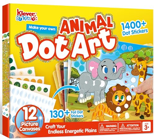 Klever Kits Dot Art Aktivität, Dot It Tiere, Sticker Bastelset für Kinder, DIY Bastelset Zum Basteln Kit,Geburtstagsgeschenke für Kinder ab 3+ Jahren, Flugzeug-Reisespielzeug