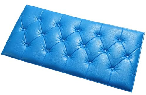 HLTQL Wandpaneele Polster Selbstklebend、Wandpolsterung、Gepolsterte Wandpaneele Bett、Polsterelemente、Wandkissen Selbstklebend、Polster Kopfteil(#Blue)