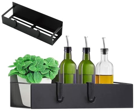 Magnetic Rack | Magnetic Shelves, Rack, Magnetic Fridge - Movable Wall Shelf Organiser, Organizer with 2 Hooks for Kitchen Organization and Storage