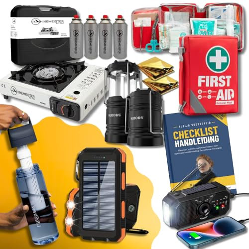 #1 Kit de Emergencia para el hogar con Filtro de Agua, Power Bank, Kit de Gas y Radio de Emergencia. Ideal para apagones, Cortes de Agua/Gas, Crisis y situaciones de Emergencia