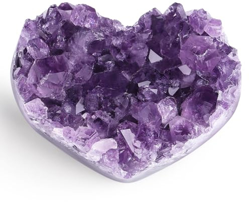 XIANNVXI Groß Amethyst Druse Herz Amethyst Stein Lila Kristalle Herz | Heilsteine Herzen Druse Stein Kristall Roh Ametist Steine Echt Herzstein Meditation Valentinstag UnregelmäßIge 4-5cm Geoden