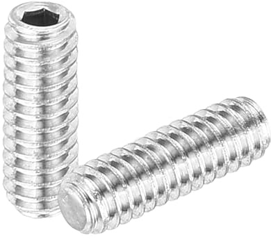 sourcing map 10Pcs Hex Socket Grub Screw, M2x6mm 304 Stainless Steel Head Socket Set Screws Flat Point Grub Bolt for Door Handles, Light Fixture Repair, Silver