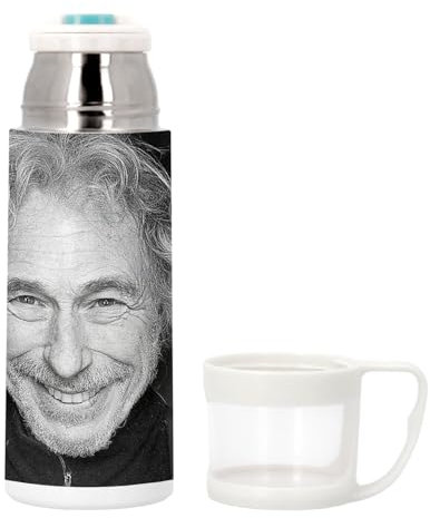 Bouteille thermo en Inox avec Tasse Intégrée - Pierre Richard Noir & Blanc Acteur Cinema Francais - 350ml - Bouteille Isotherme