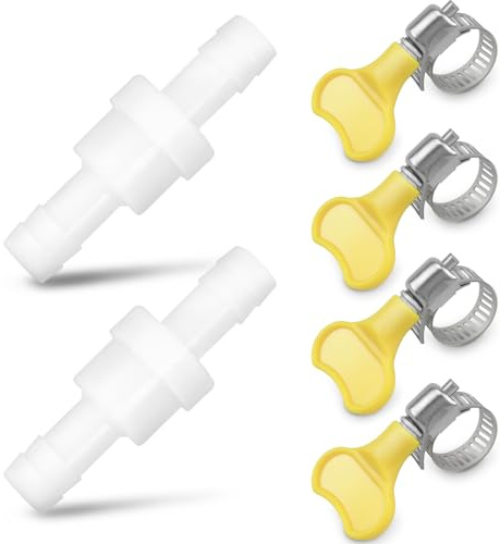 2 stk Rückschlagventil, 10mm Kunststoff Inline Nicht-Rückschlagventil für Waschmaschine, Wäschetrockner, Kondensatortrockner (mit Schlauchklemmen)