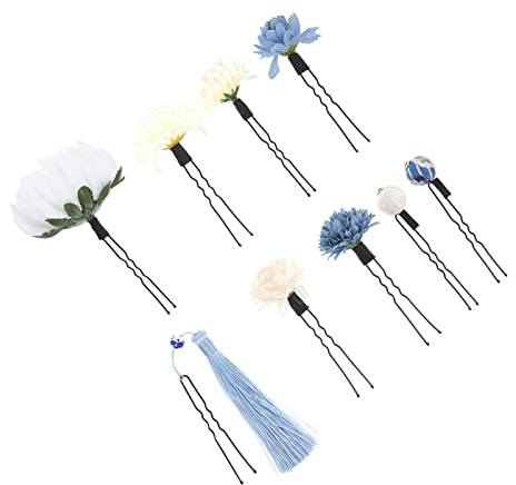 FOMIYES 9 Piezas Horquilla de Crisantemo de Seda de Flores Horquilla Borlas para Tocado de Kimono Japonés Adorno Cabello Flores de Kimono Tocado Japonés Eventos Tradicionales