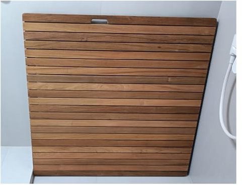 Caillebotis de Douche en Bois de Teck, Tapis de bain en bois de teck pour sol de douche, grand tapis de douche antidérapant pour salle de bain/douche à l'italienne/camping-car/douche de cabine, tapis