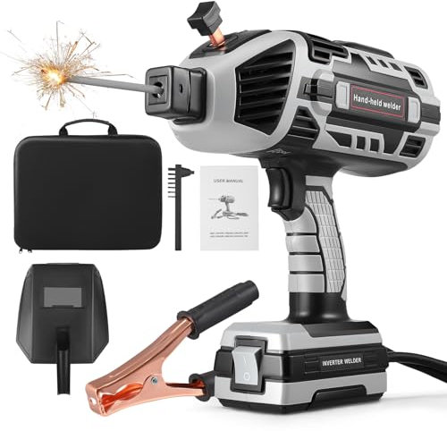 Portable Welding Machine 220V, Handheld ARC Welder Gun with IGBT Inverter, 5 Variable Current Adjustment, Compact Electric Welder for Home DIY Repair, Fits 3/32-1/8 Welding Rods