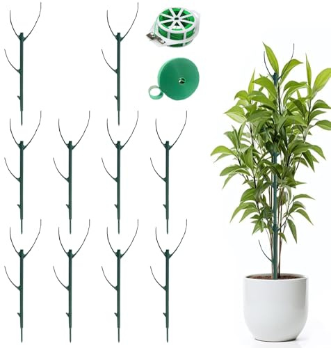 Rankhilfe Pflanzenstütze, 10 Stück Rankhilfe Zimmerpflanzen Mit 2 M Klebeband, Rank-Hilfe Garten Monstera Rankhil-fe Pflanzstab Wiederverwendbar, Pflanzenhalter Flexibler Orchideenstäbe