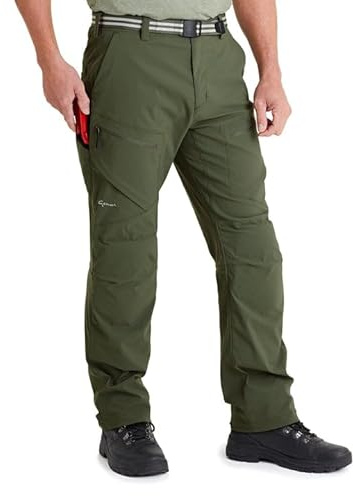 Genus Gardenwear 3-Season Men's Premium Showerproof Gardening Trousers, Heavy Duty Outdoor Work Cargo Pants in Dusky Green with Padded Knee & Multi-Pocket - 34L