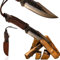 Coltello da caccia celtico - lama affilata e appuntita forgiata a mano con fodero in vera pelle, coltello vichingo, coltello da esterno, coltello in acciaio, coltello da sopravvivenza a lama fissa