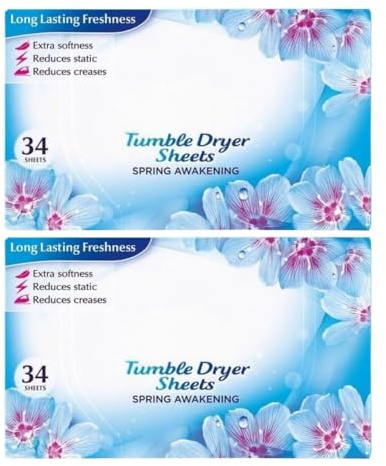 Tumble Dryer 34 Sheets Spring Awakening x 2, Scented Fabric Conditioner - Woody Floral Fragrance with Welari Thank You Card | (2pack)