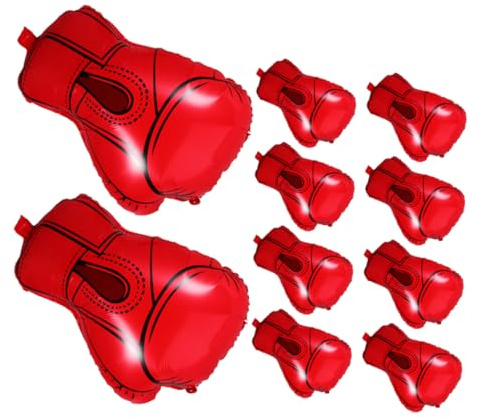 10 Stück Boxhandschuh Folienballon in Rot, 20 Zoll | Aluminiumfolie mit Realistischer Form, Automatische Dichtleiste, für Geburtstagsfeiern und Wrestling Events