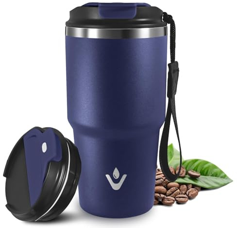 Grsta 20oz Mug Isotherme, Anti-Fuite Tasse Isotherme Transportable, Double Paroi Isolante Acier Inoxydable, Tumbler avec Couvercle à Vis, Gobelet Thermique pour Boissons Chaudes et Glacé