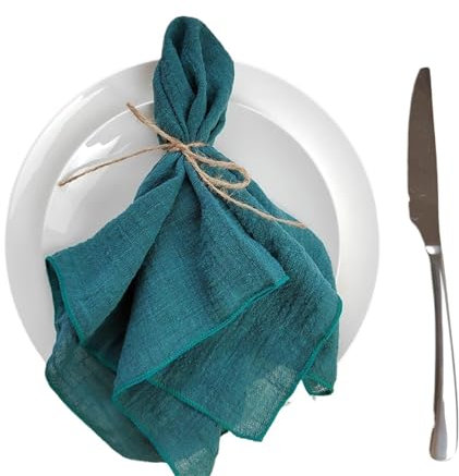 ZWCSHUU 6er Set Stoffservietten for Nähen aus Baumwolle, Fabrikstoff, Serviettengaze, Tischtücher, Hochzeitsdekoration Stoffservietten für Restaurant(Dark Green)