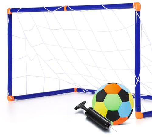 Soulchen Kids Mini Soccer Goal with Indoor Padded Soccer Ball Size 4 | with Pump Created for Inside Your Home and Yard 30.3 x 15.8 Portable Training Equipment Sport Gift for Kids Ages 3+