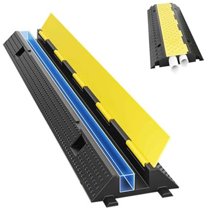 GBPLDMAQ Goulotte Electrique Exterieur en Caoutchouc, 2 Voies Rampe Protection Câble, Cache Fil Électrique Sol Cache Câbles, Gaines pour Tuyaux et Tuyaux(100x25x5cm/39x10x2in)