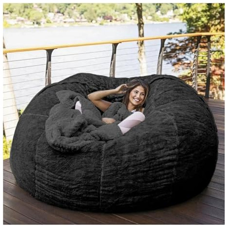 Riesiger Pelz-Sitzsack Bezug für Wohnzimmermöbel Erwachsene– Sitzsack XXL aus flauschigem Velours – Indoor Lounge-SitzsackBezug waschbar & gemütlich(Keine Polsterung)