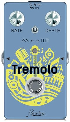 Rowin RE-07 - Pedal de trémolo para guitarra eléctrica, onda clásica vintage de estilo amplificador, modulación pulsante cálida, efecto compacto True Bypass
