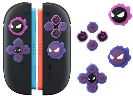 WISHAVEN ABXY Buttons Sticker Joystick Cover Caps for Switch 2, Cross D-Pad Button Caps Silicone Thumb Grips Set Compatible with Nintendo Switch 2 Controller - Gastly