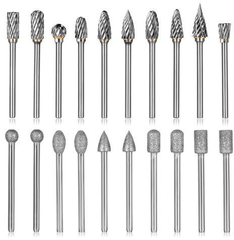 20 Carbide Die Grinder Bits, Double Rotary Burrs Set for Dremel Rotary Tool Accessories, Tungsten Carbide Drill Bitsfor Wood Metal Grinding Polishing,Wood Carving Bits with 1/8 Shank Burr Set