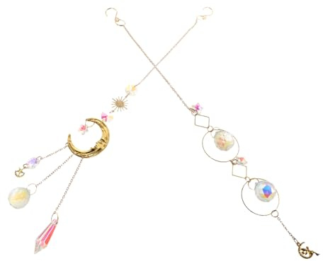 Gogogmee 2 Piezas Colgantes Atrapasol de Luna y Estrella Adornos Suspendidos para Ventanas y Jardín Prisma Luminoso Resistente al Desvanecimiento Decoración Interior y Exterior