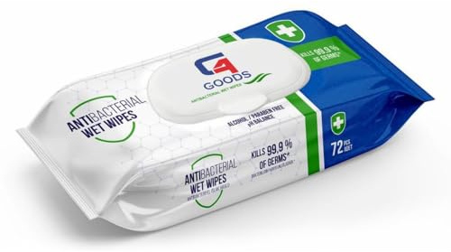 G4GOODS Antibacterial Body Wipes for Adults 1 Pack (72 Wipes) – Rinse-Free Bathing Wipes, Fragrance-Free & Hypoallergenic Wet Wipes for Daily Hygiene, Travel, Gym & Freshness