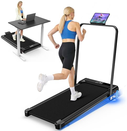 Tapis de Course 4 en 1 Pliable avec Pente 7% – Tapis de Marche Électrique 8 km/h, Moteur 2,5 CV, Système d’Amorti Avancé, Écran LCD, Cadre Renforcé, 130 kg Max – pour Maison & Bureau